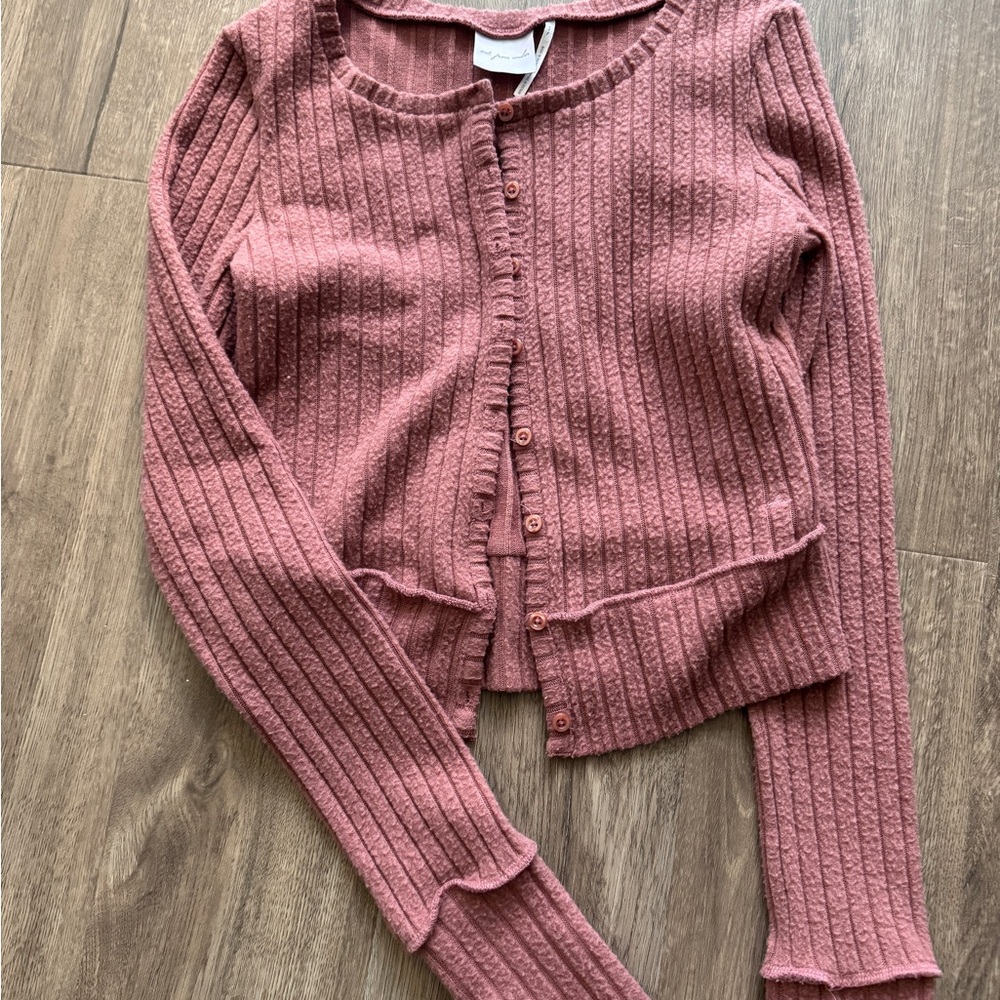 Dusty Rose Ribbed Cardigan